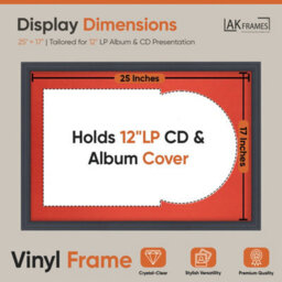 "AK Frames 25X17"" Dark Grey Step Vinyl Record Frame With Poppy Red Mount For 12 Inch Lp Cover & Disc - Overlapped Design" - thumbnail 2