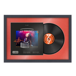 "AK Frames 25X17"" Dark Grey Step Vinyl Record Frame With Poppy Red Mount For 12 Inch Lp Cover & Disc - Overlapped Design" - thumbnail 1