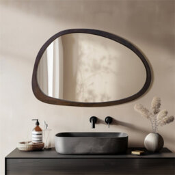 Artloge 60X90Cm Wooden Frame Irregular Mirror Asymmetric Pebble Wall Mirror Horizontal & Vertical Hang