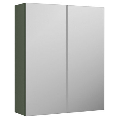 FNX Bathrooms Varo 600mm 2 Door Satin Green Wall Hung Mirror Cabinet - image 1