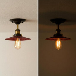 Vintage Semi Flush Mount Ceiling Light E27 Base Metal 22Cm Lamp Shade For Kitchen, Living Room Rustic Red With Bulb - thumbnail 6