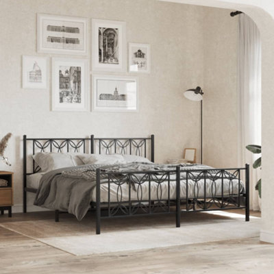 Berkfield Metal Bed Frame Without Mattress With Footboard Black 183X213Cm - image 1