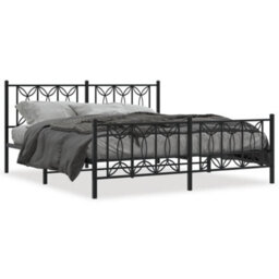 Berkfield Metal Bed Frame Without Mattress With Footboard Black 183X213Cm - thumbnail 2