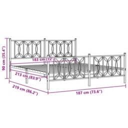 Berkfield Metal Bed Frame Without Mattress With Footboard Black 183X213Cm - thumbnail 8