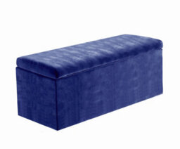 90Cm Large Plain Safar Storage Ottoman Box, Sapphire Blue Plush Velvet Upholstered Deep Storage Ottoman End Of Bed Bench - thumbnail 4