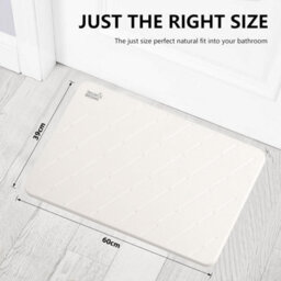 Taylor & Brown Diatomaceous Earth Stone Bath Mat, Nonslip, Quickdry, Super Absorbent, Antimould, 60X39Cm, White, Line Design - thumbnail 6