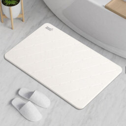 Taylor & Brown Diatomaceous Earth Stone Bath Mat, Nonslip, Quickdry, Super Absorbent, Antimould, 60X39Cm, White, Line Design - thumbnail 4