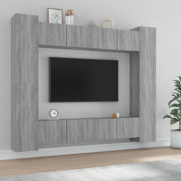 Berkfield 8 Piece Tv Cabinet Set Grey Sonoma Engineered Wood