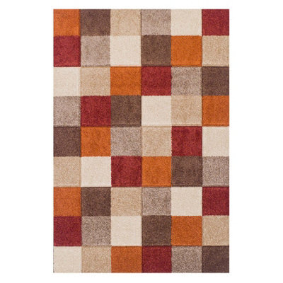 Chequered Rug, 11mm Thickness Geometric Modern Rug, Easy To Clean Rug For Bedroom, & Dining Room-200Cm X 285Cm