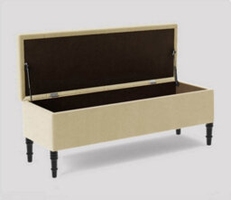 120Cm Swiss Chesterfield Ottoman Storage Bench- Plush Velvet Shoe Bench - Cream Upholstery Footstool With Storage - thumbnail 2