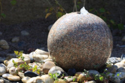 Outdoor Living UK Solar Polished Drilled Pink Granite Sphere, Dia 35Cm Without Cover With Sump Kit