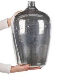 Beliani Flower Vase Kachori Glass 40 Cm Silver - thumbnail 4