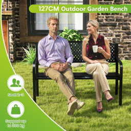 Gainoom 127Cm Black Outdoor Metal Loveseat Chair Garden Bench - thumbnail 9