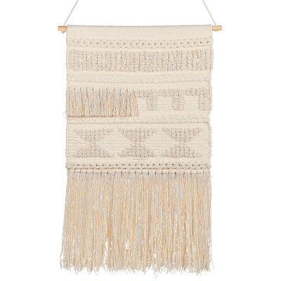 Beliani Fabric Wall Hanging Kamoke Cotton 103 Cm Beige - image 1