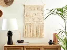 Beliani Fabric Wall Hanging Kamoke Cotton 103 Cm Beige - thumbnail 2