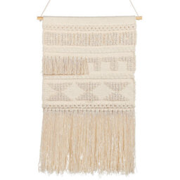 Beliani Fabric Wall Hanging Kamoke Cotton 103 Cm Beige