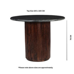 Luxor Round Black Marble Top Pedestal Dining Table 100Cm 4 Seater - thumbnail 6
