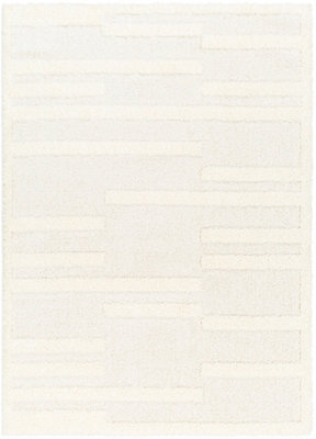 Livabliss Rodos-Modern Beige White Soft Plush Pile Living Bedroom Rug 160 X 213 Cm Easy Care, Non Shedding - image 1