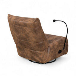 Faux Leather Suede Brown Manual Recliner Swivel Chair With Phone Holder Garda - thumbnail 7