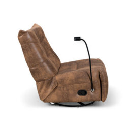 Faux Leather Suede Brown Manual Recliner Swivel Chair With Phone Holder Garda - thumbnail 6