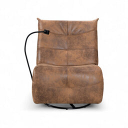Faux Leather Suede Brown Manual Recliner Swivel Chair With Phone Holder Garda - thumbnail 3