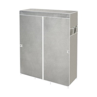 Grey Modern Non-Woven Fabric 2 Doors Wardrobe With Hanging Rails Bedroom Storage Uk - image 1