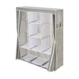 Grey Modern Non-Woven Fabric 2 Doors Wardrobe With Hanging Rails Bedroom Storage Uk - thumbnail 4