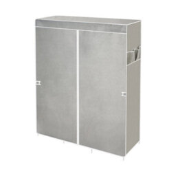 Grey Modern Non-Woven Fabric 2 Doors Wardrobe With Hanging Rails Bedroom Storage Uk - thumbnail 1