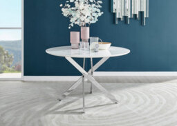 Furniturebox Uk Novara White High Gloss 120Cm Round Dining Table & 4 Mustard Lorenzo Chairs - thumbnail 2