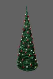 Shatchi 4Ft / 120Cm Pre-Lit Pop Up Christmas Tree With Leds And Red Baubles - thumbnail 3