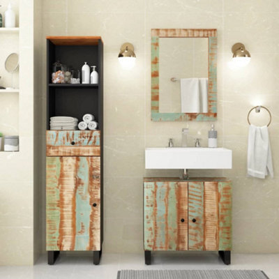 Berkfield 3 Piece Bathroom Furniture Set Solid Wood Reclaimed - image 1