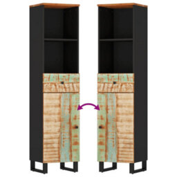 Berkfield 3 Piece Bathroom Furniture Set Solid Wood Reclaimed - thumbnail 8