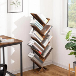 Brown Bookcase Tree Bookshelf Shelving Unit Floorstanding Book Shelf Storage - thumbnail 4