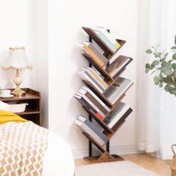 Brown Bookcase Tree Bookshelf Shelving Unit Floorstanding Book Shelf Storage - thumbnail 1