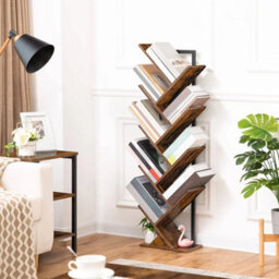 Brown Bookcase Tree Bookshelf Shelving Unit Floorstanding Book Shelf Storage - thumbnail 3