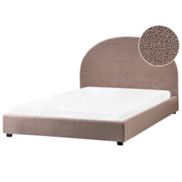 Beliani Bed Boucle Vaucluse 140 X 200 Cm (Eu Double) Taupe - thumbnail 1