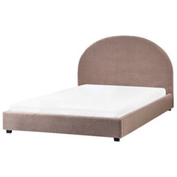 Beliani Bed Boucle Vaucluse 140 X 200 Cm (Eu Double) Taupe - thumbnail 7