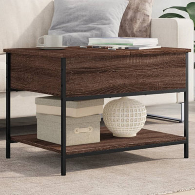 Walplus Coffee Table Brown Oak 70X50X50 Cm Engineered Wood And Metal - image 1