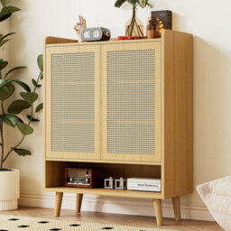 Btm Rattan Shoe Storage Cabinet, 5-Tier Freestanding Shoe Cupboard, 80X35X105Cm, Natural - thumbnail 6