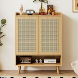 Btm Rattan Shoe Storage Cabinet, 5-Tier Freestanding Shoe Cupboard, 80X35X105Cm, Natural - thumbnail 1