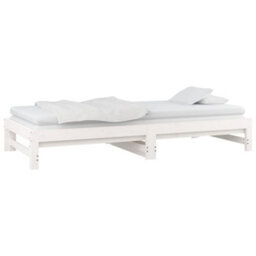 Berkfield Pull-Out Day Bed White 2X(90X190) Cm Solid Wood Pine - thumbnail 7