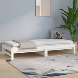 Berkfield Pull-Out Day Bed White 2X(90X190) Cm Solid Wood Pine - thumbnail 4