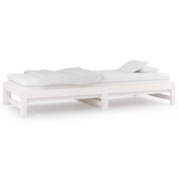Berkfield Pull-Out Day Bed White 2X(90X190) Cm Solid Wood Pine - thumbnail 6