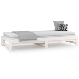 Berkfield Pull-Out Day Bed White 2X(90X190) Cm Solid Wood Pine - thumbnail 5