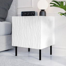 Jungle Set Of 2 Bedside Tables Modern Nightstands For Bedroom Durable Laminated Board Compact And Stylish Storage White Black