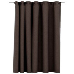 Berkfield Linen-Look Blackout Curtain With Hooks Taupe 290X245 Cm - thumbnail 2