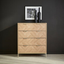 Sweeek - 4-Drawer Herringbone Chest Natural 80X40X95 Cm - Budapest