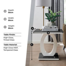 Furniturebox Giovani Modern Square White High Gloss And Black Glass Top Side End Table Perfect For Living Rooms Hallways Bedrooms - thumbnail 6