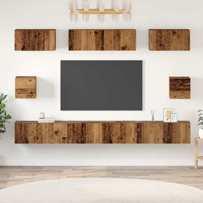 Berkfield Tv Cabinet Set 8 Pcs Old Wood Medium 30.5 X 30 X 30 Cm - image 1