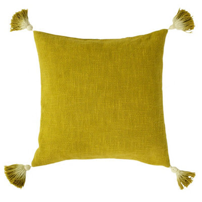 Furn. Eden Slub Cotton Tasselled Polyester Filled Cushion - image 1